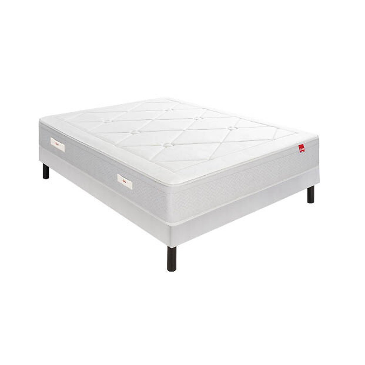 Ensemble matelas ressorts L'Échappée + sommier blanc/gris souris, EPEDA