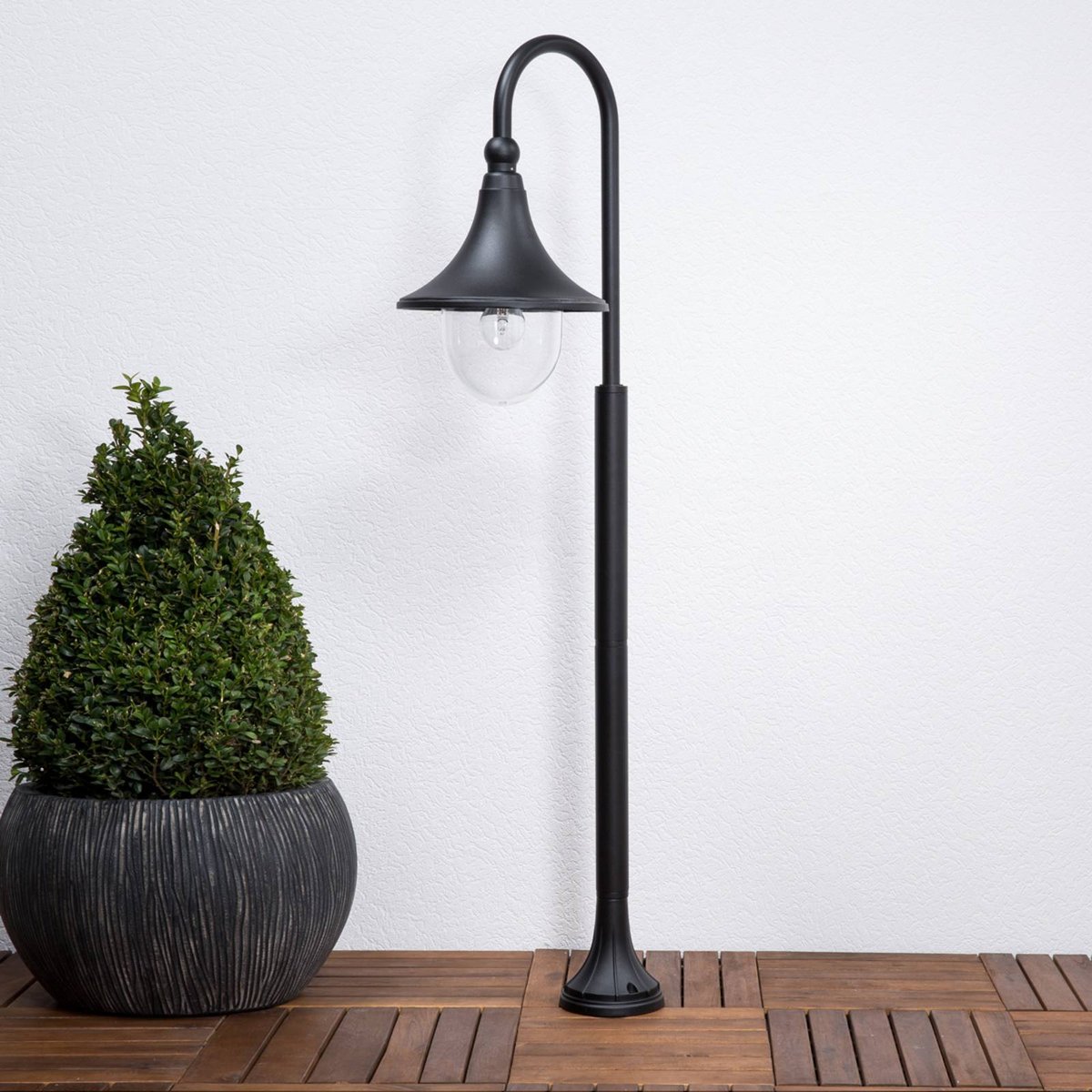 Luminaire extérieur en aluminium moderne noir, transparent, LINDBY