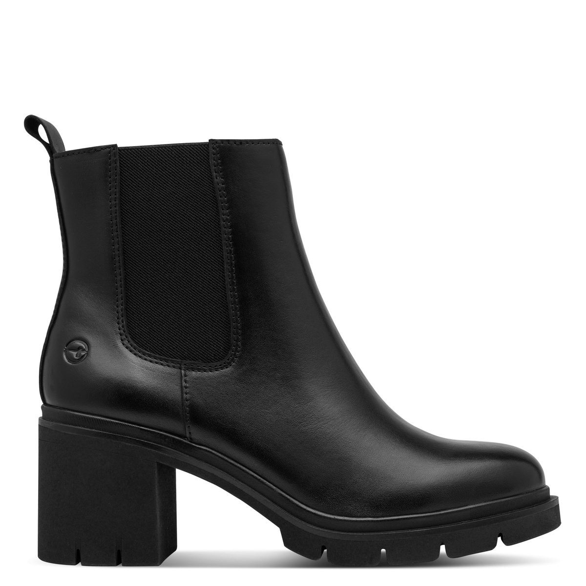 Bottine Chelsea en cuir noir nappa, TAMARIS