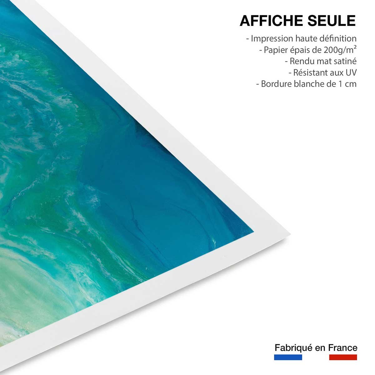 Poster bleu fluide affiche seule, HEXOA
