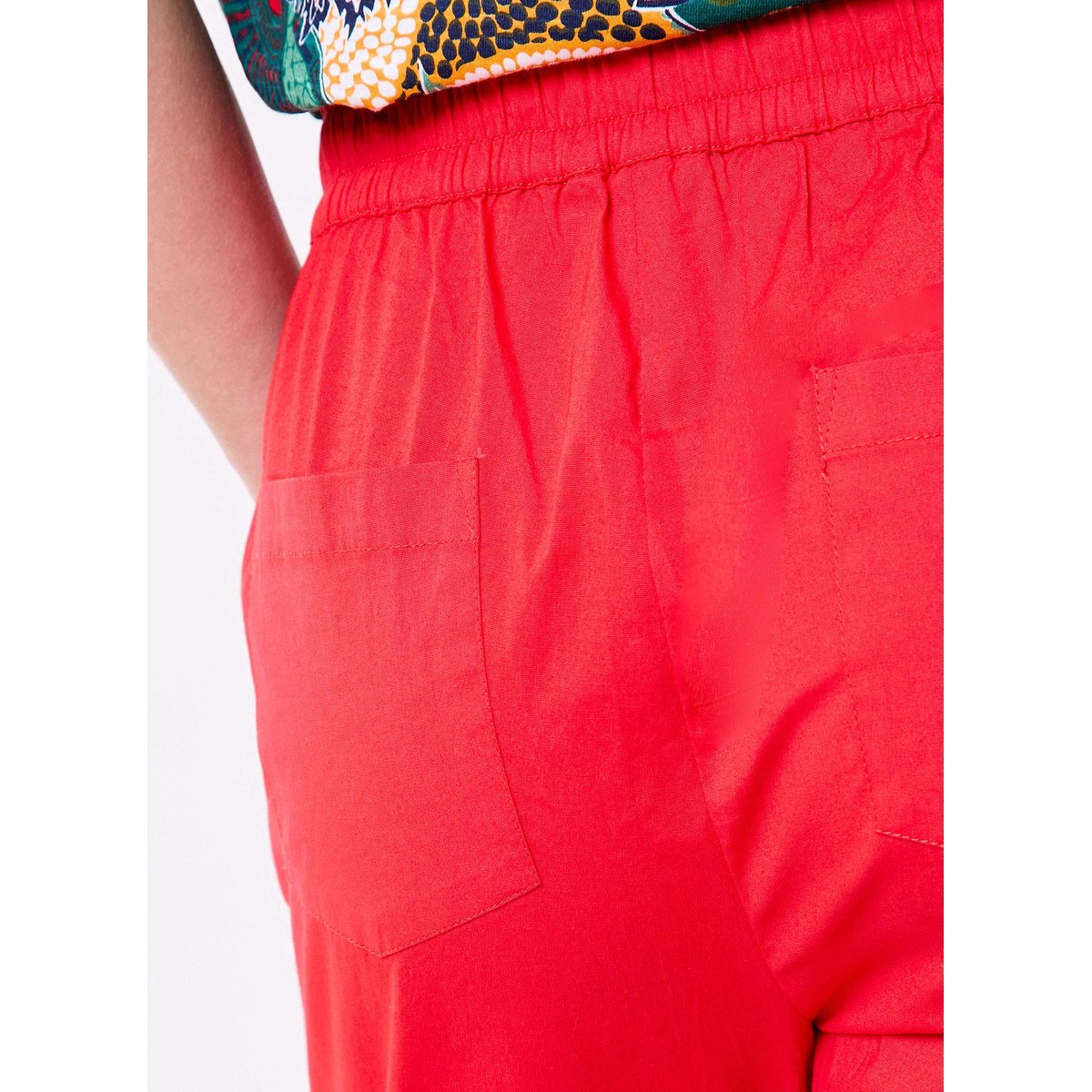 Pantalon chino élastiqué coton stretch MATHIS rouge vermillon intense, PRINCESSE NOMADE