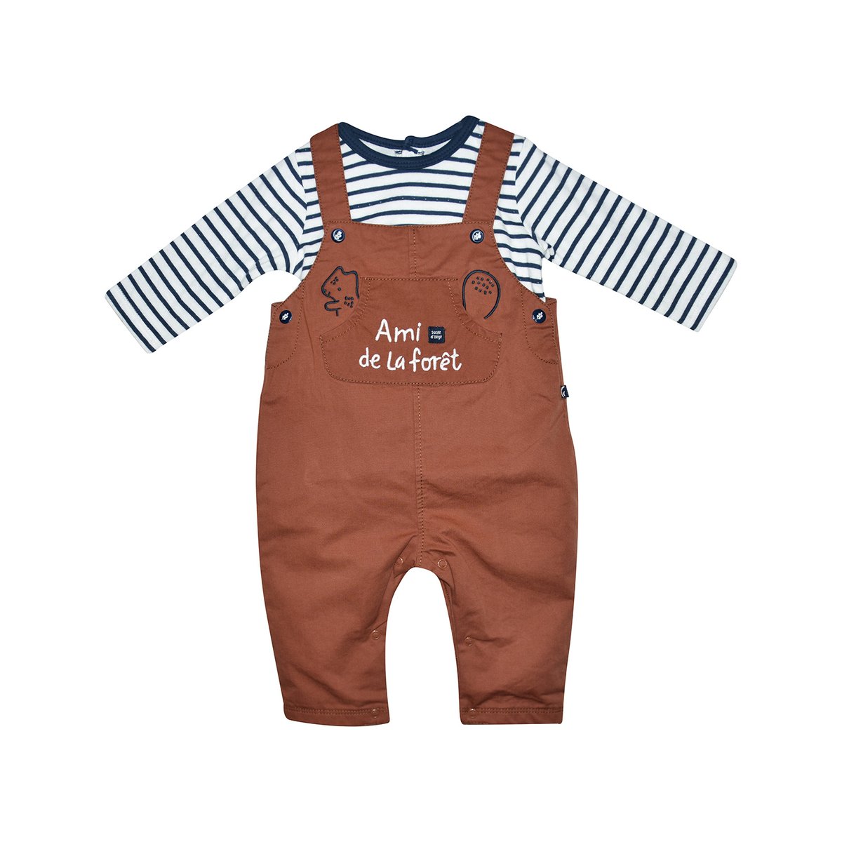 Tee shirt salopette bebe filip marron, SUCRE D'ORGE
