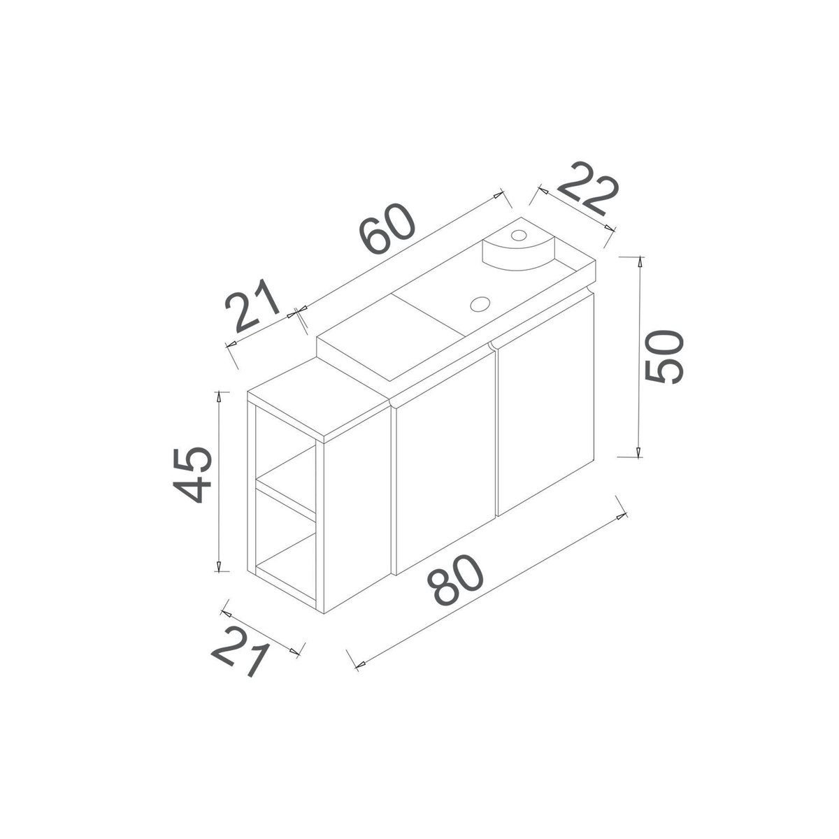 Meuble lave-mains suspendu, 2 portes 2 niches IRIS cachemire, PIER IMPORT
