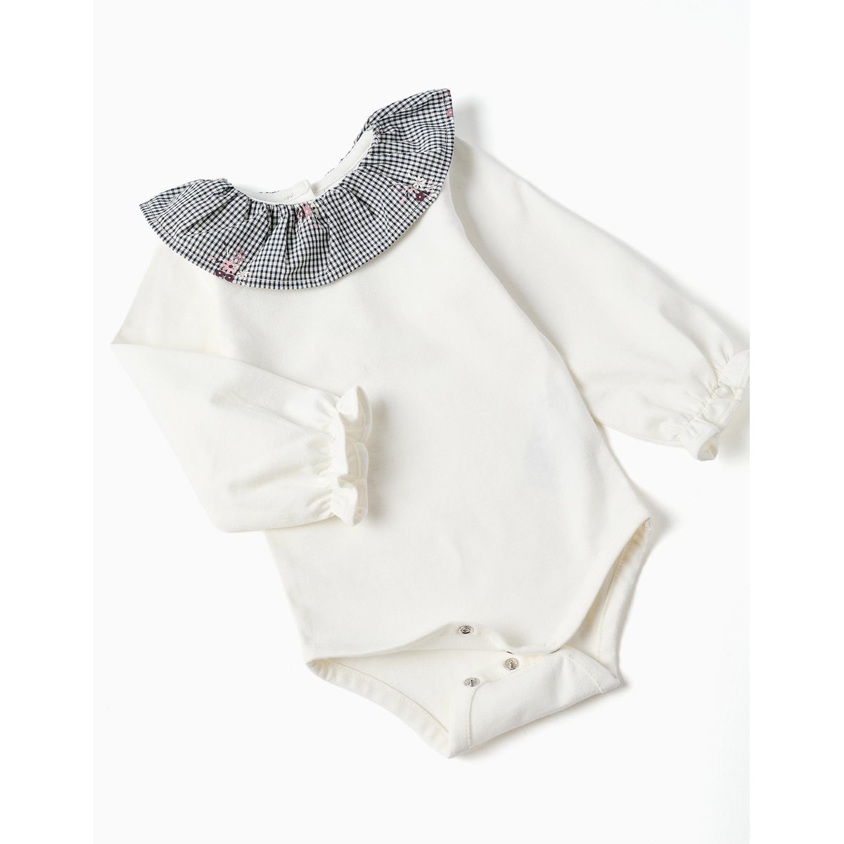 Body en coton et bloomer à carreaux Vichy blanc, ZIPPY