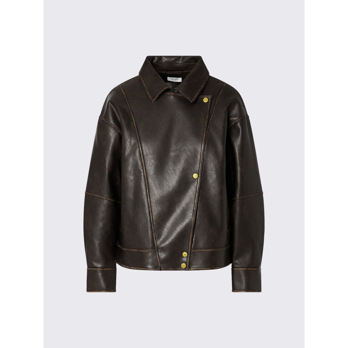 Bomber oversize en tissu enduit marron foncé, LIU JO
