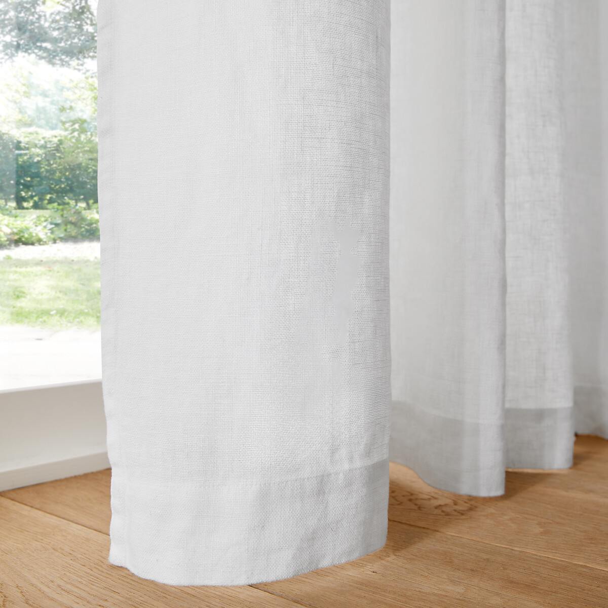 Tenda filtrante in lino, con nastro arricciatore o wave, ELBA bianco, LA REDOUTE INTERIEURS