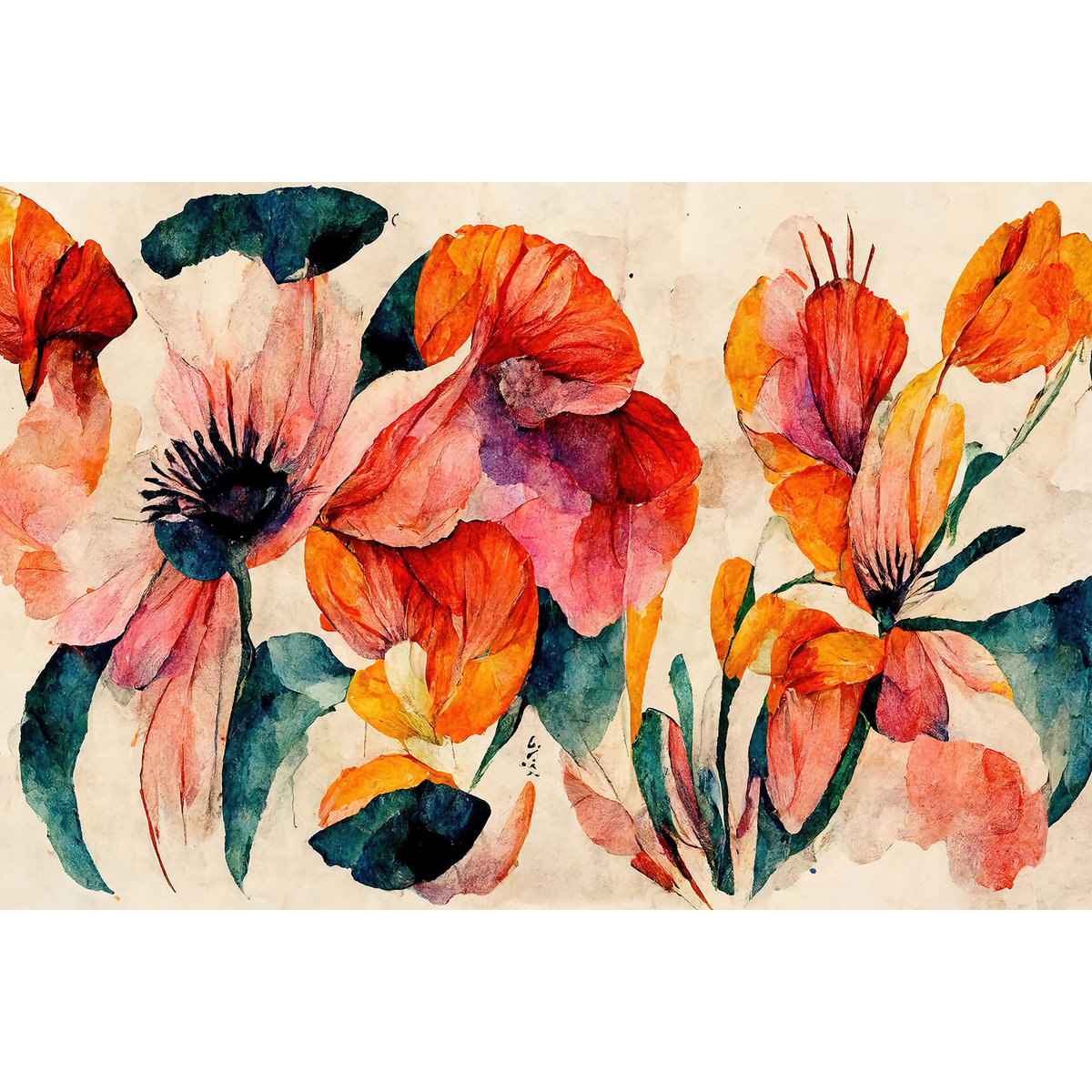 Tableaux fleurs coquelicot et aquarelle tableau alu dibond, HEXOA