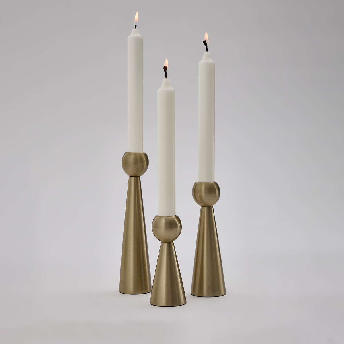Lot de 3 bougeoirs en inox brossé, CAESA laiton mat, AM.PM