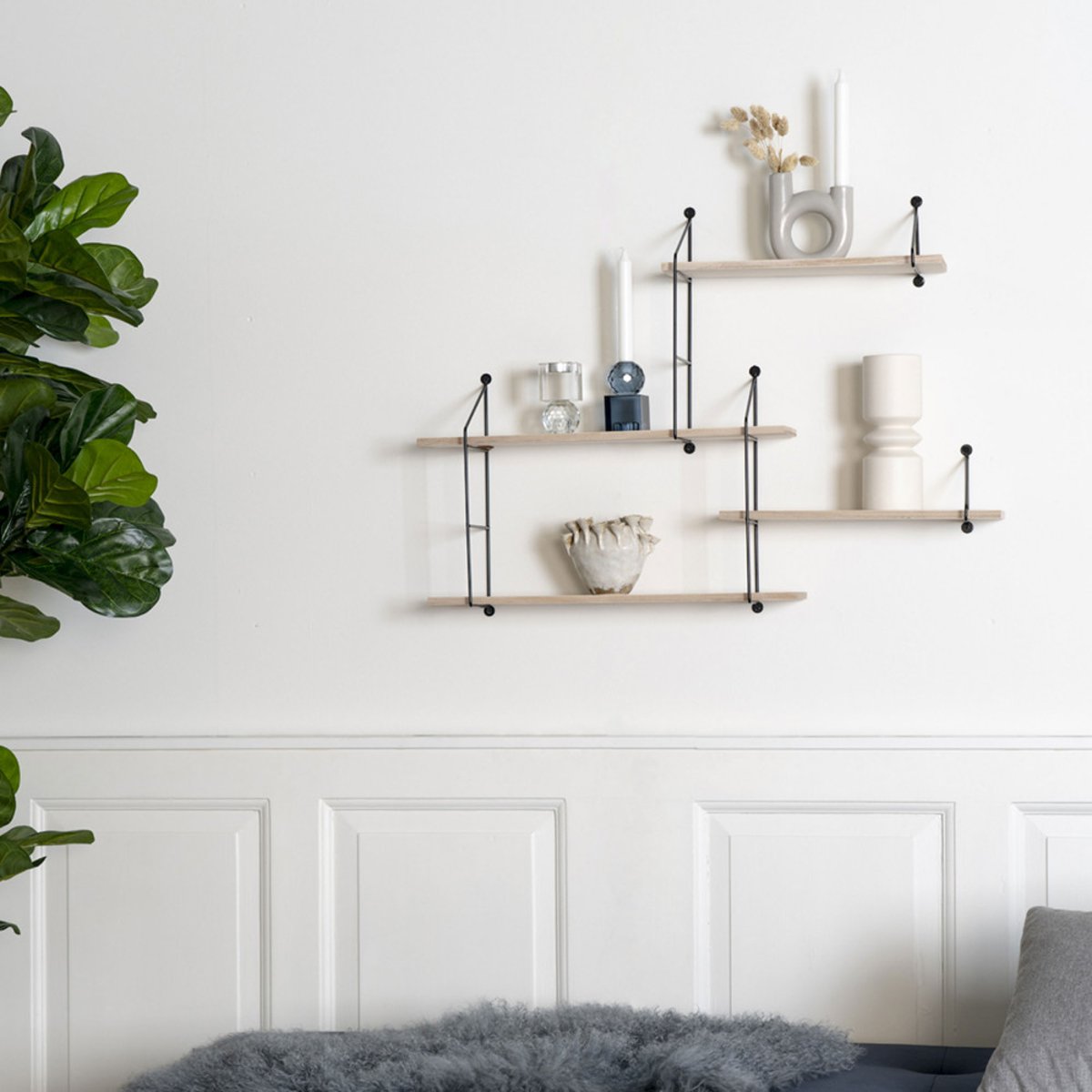 Etagère murale en bois et métal- HARLEM bois clair, HOUSE NORDIC