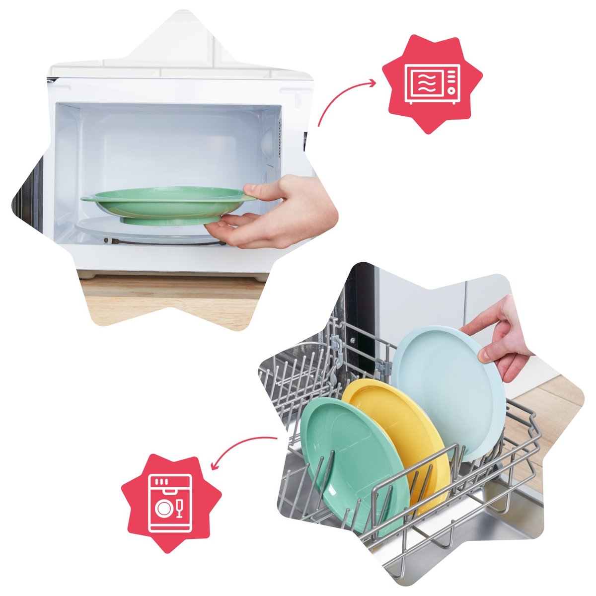 Lot de 3 assiettes bébé antidérapantes multicolore, BADABULLE
