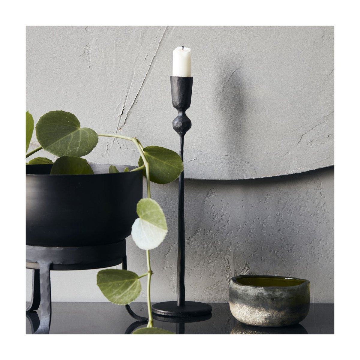Bougeoir Trivo h 29 cm noir, HOUSE DOCTOR
