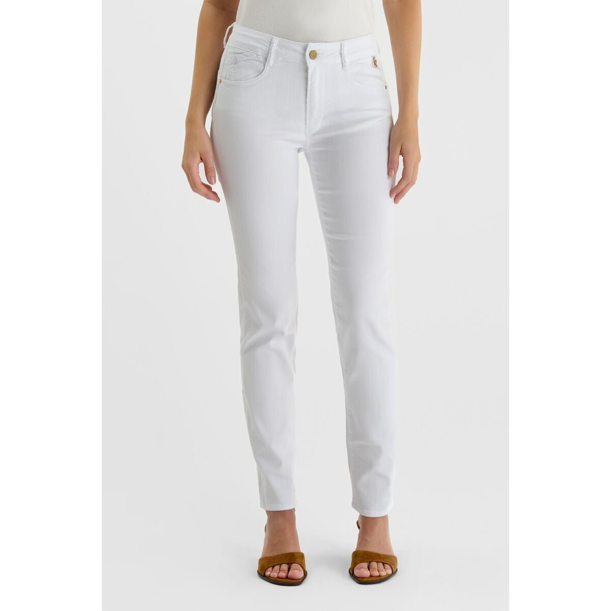 Jeans push-up droite taille haute PULP, longueur 34 white, LE TEMPS DES CERISES