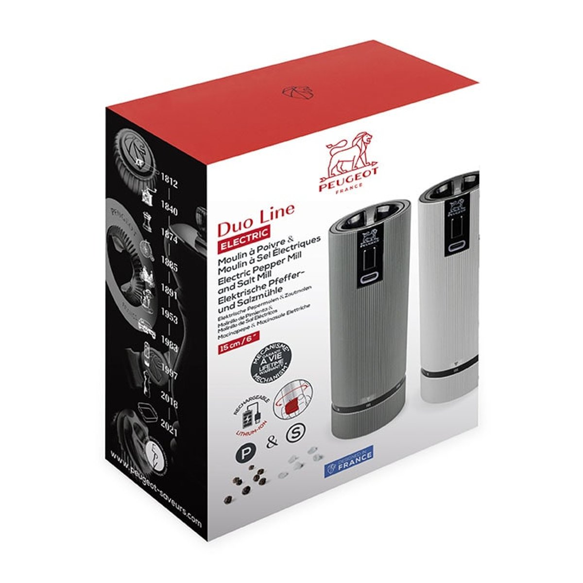 Coffret cadeau - Duo de moulins à poivre et carbone & alu, PEUGEOT