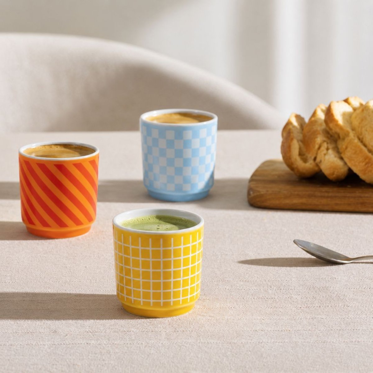 Lot de 3 tasses expresso, BEAU BRUNCH multicolore, ARTIME