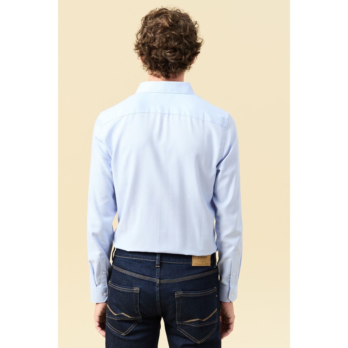 Chemise cintrée manches longues bleu ciel, BONOBO