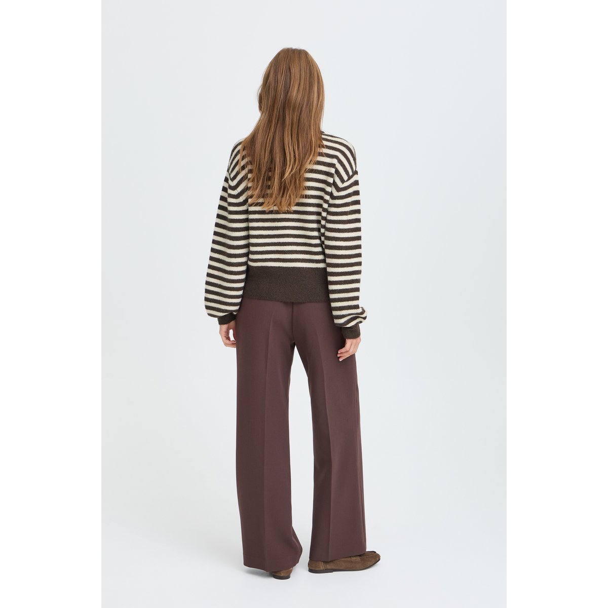 Pull en maille manches longues beige oatmeal mel. stripe, B.YOUNG