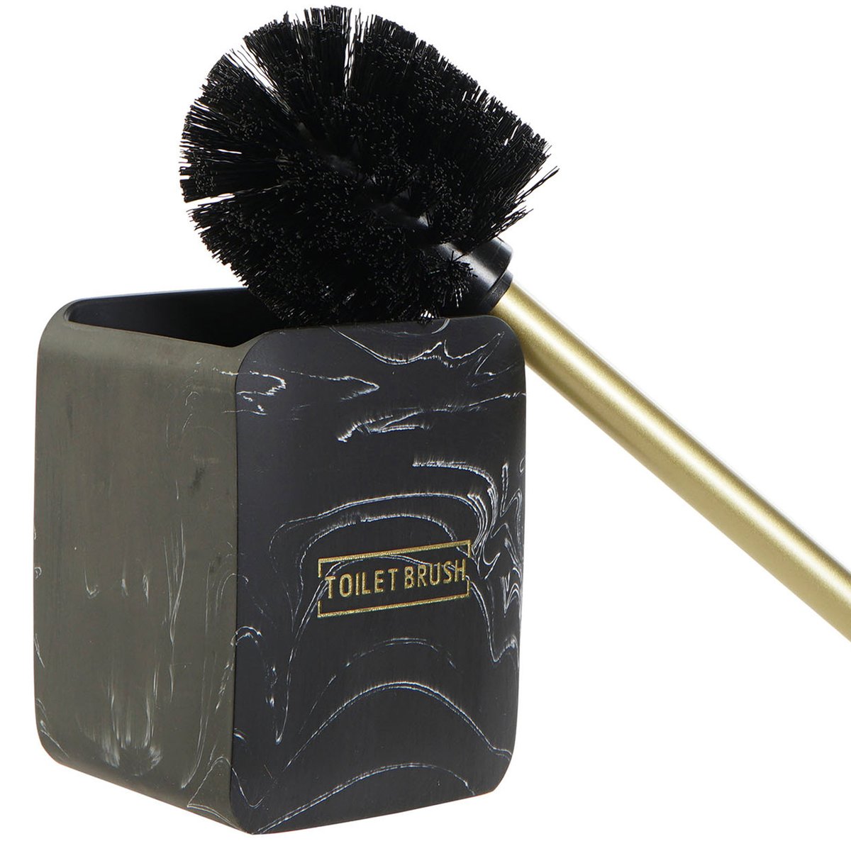 Brosse WC résine effet marbre noir 9.5x9.5x37cm noir, WADIGA