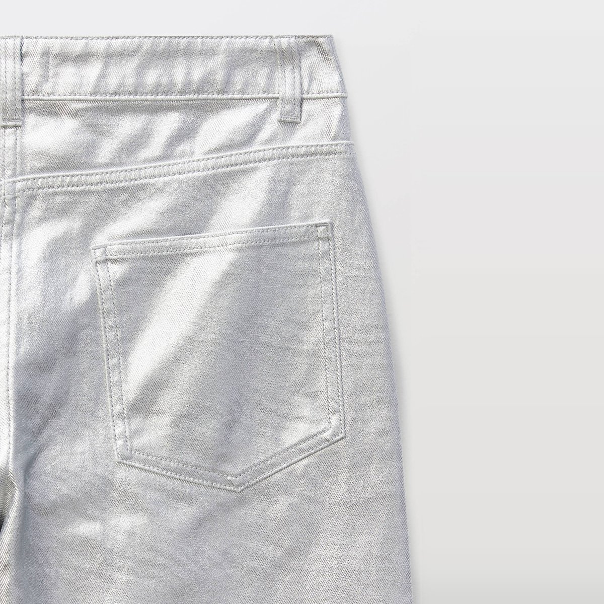 Jean large enduit é en coton silver, MONOPRIX