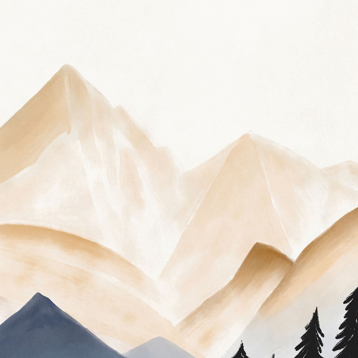 Papier peint silhouette de montagne multicolore, HEXOA