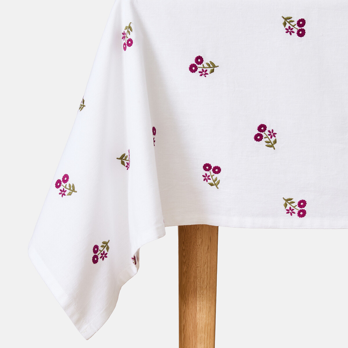 Nappe brodée, en coton et lin, ROSETTA blanc, LA REDOUTE INTERIEURS