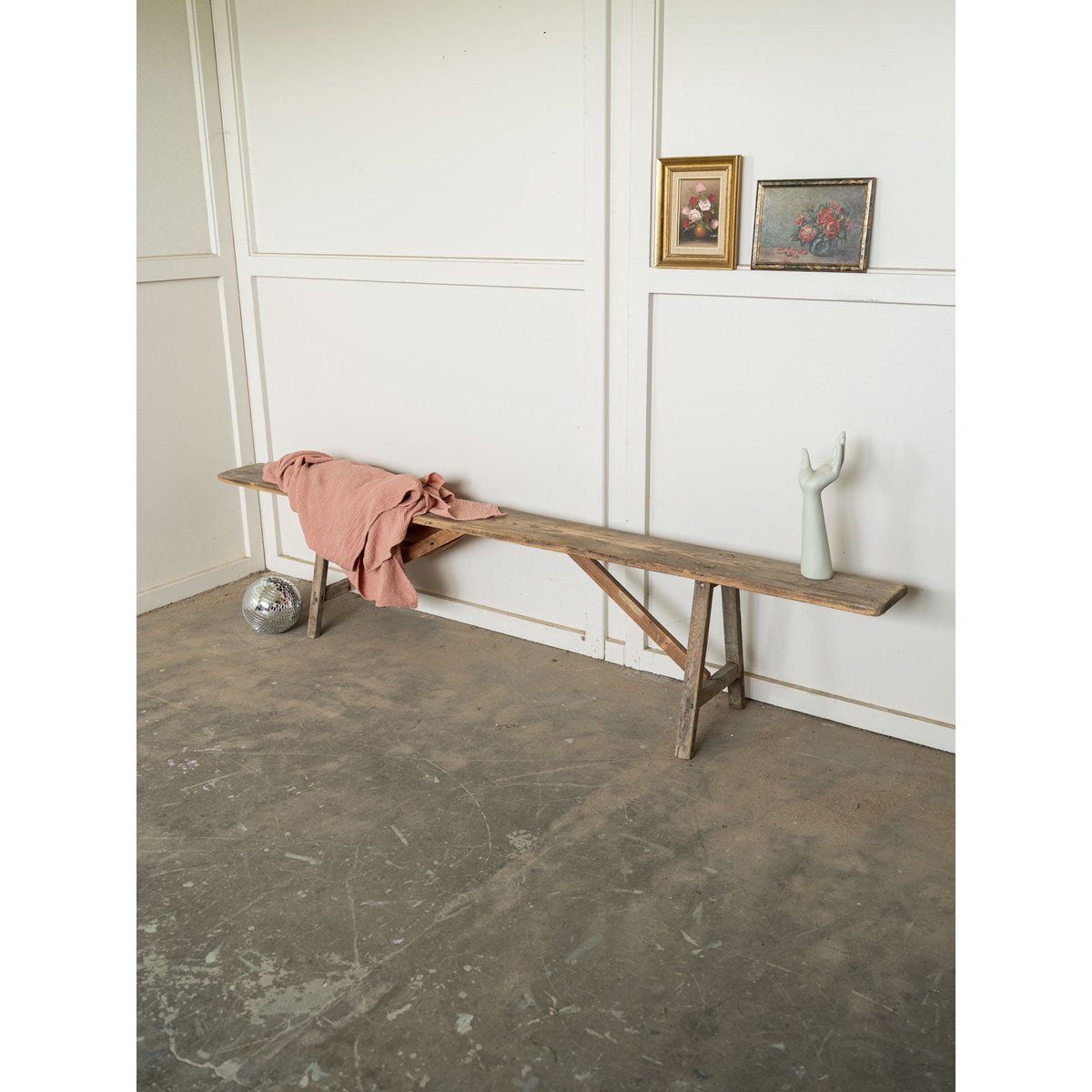 Banc de ferme en bois Antoine N°531 - Bon état bois clair, DEBONGOUT
