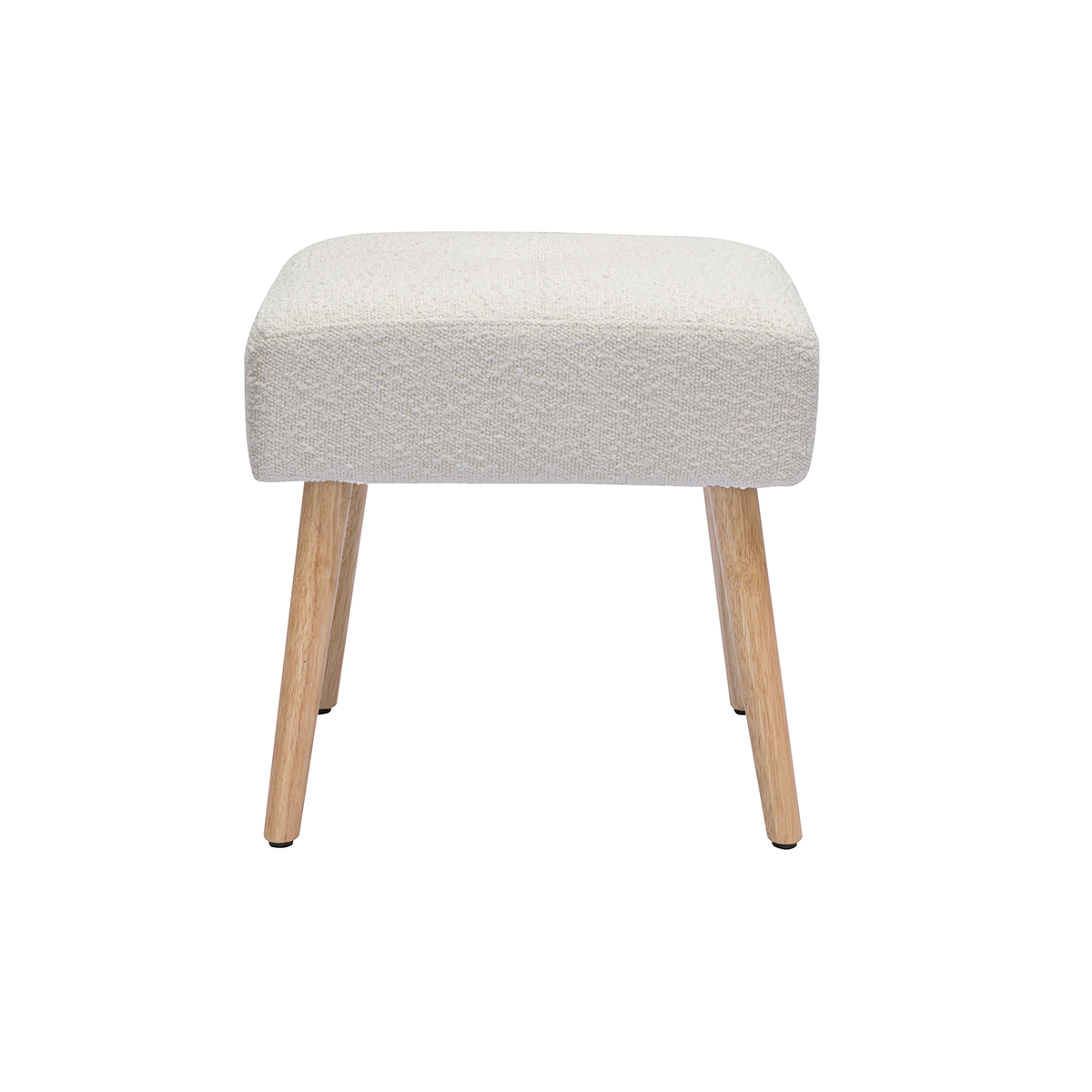 Tabouret bas en tissu effet velours texturé terre brûlée et bois clair massif H46 cm GUESTA blanc, MILIBOO