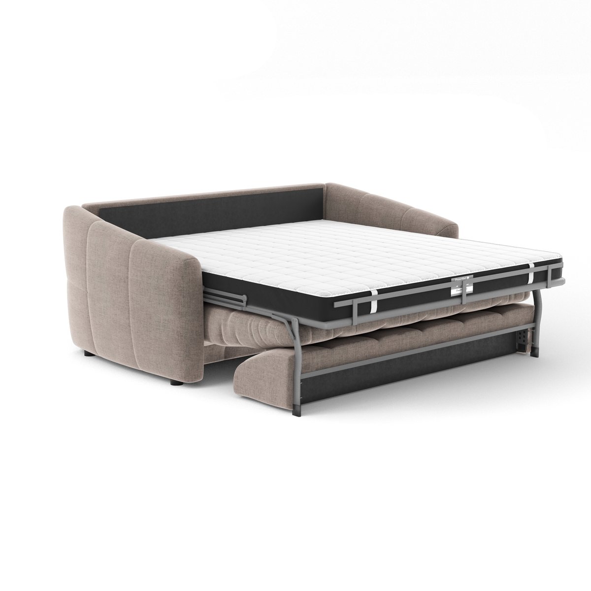 Canapé convertible express 140cm 4 places en velours NORA taupe, SIA HOME