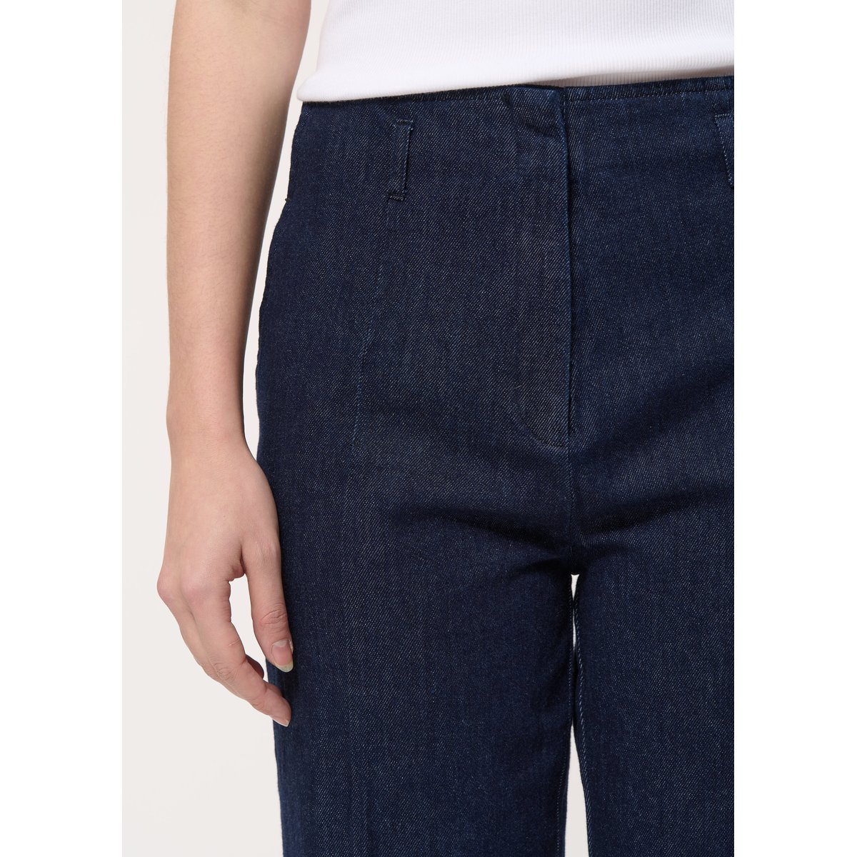 Pantalon cigarette en denim bleu denim, HUMILITY