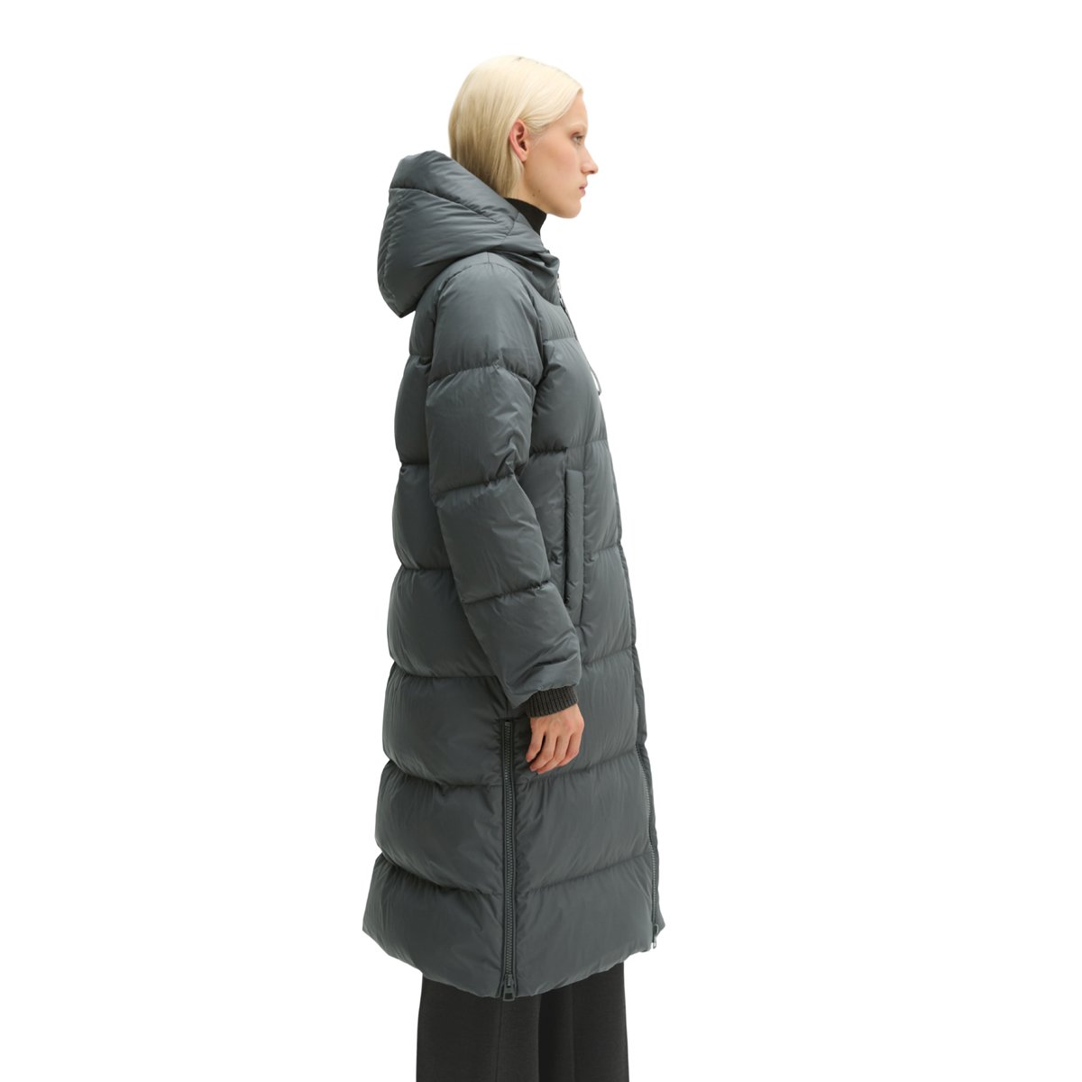 Manteau à capuche matelassé en duvet, coupe régulière à partir de matériaux recyclés gris, MARC O'POLO