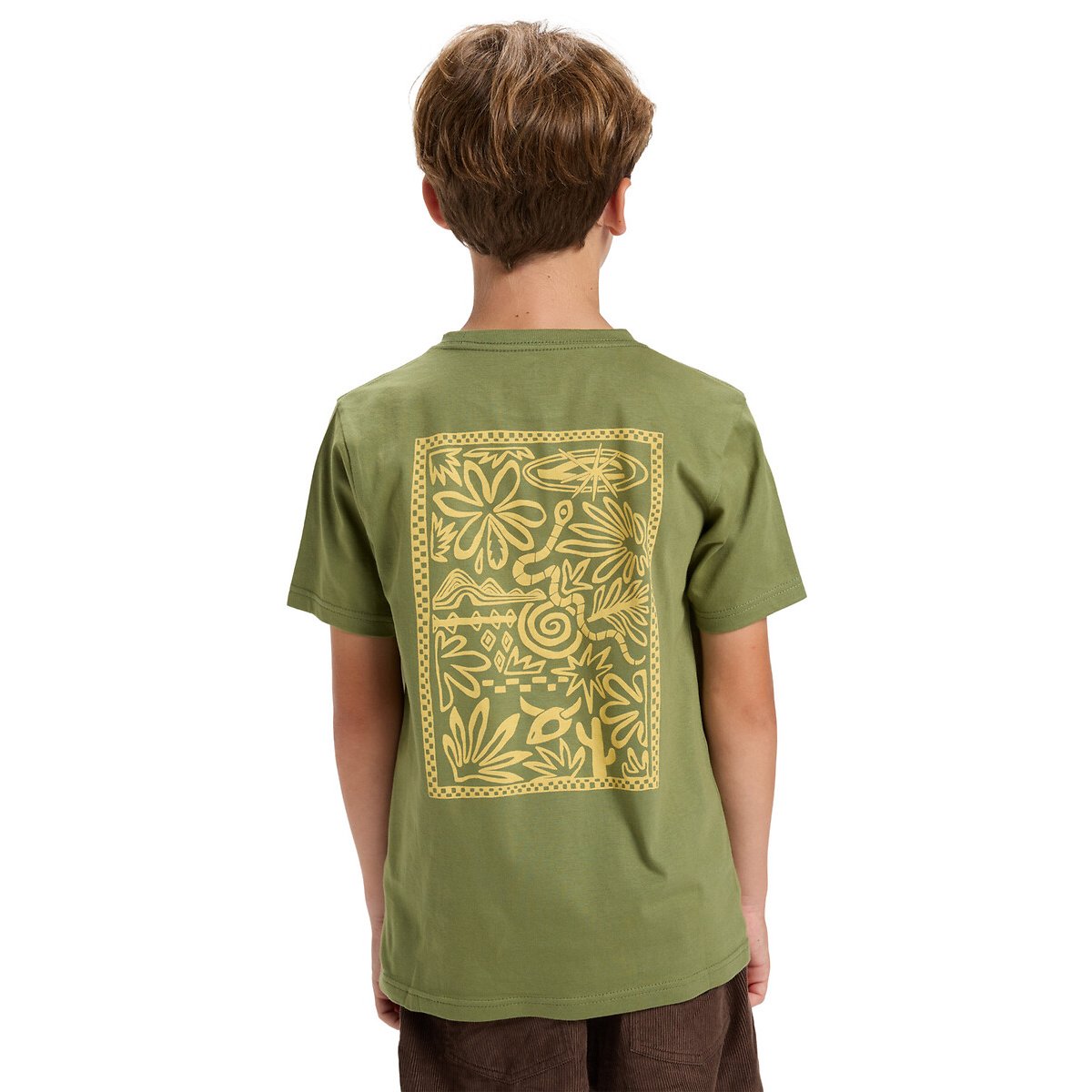 Short Sleeve T-Shirt with Front and Back Print olive green, QUIKSILVER