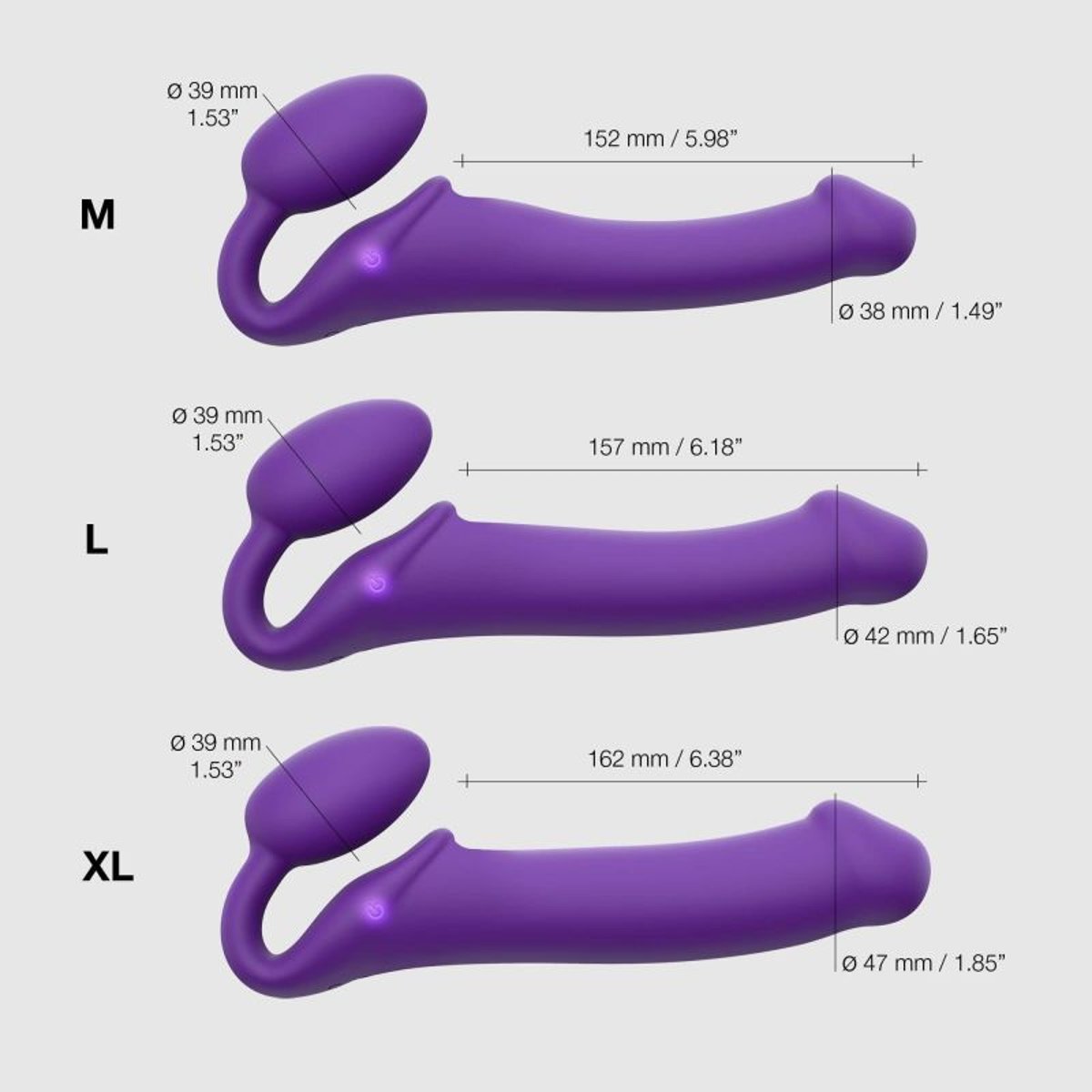 Strap-on 3 moteurs violet XL violet, STRAP-ON-ME