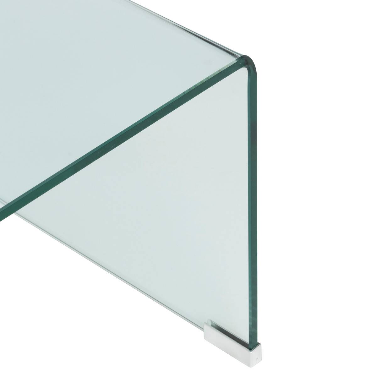 Table basse verre trempé piètement acier chromé LENIA transparent, ATMOSPHERA