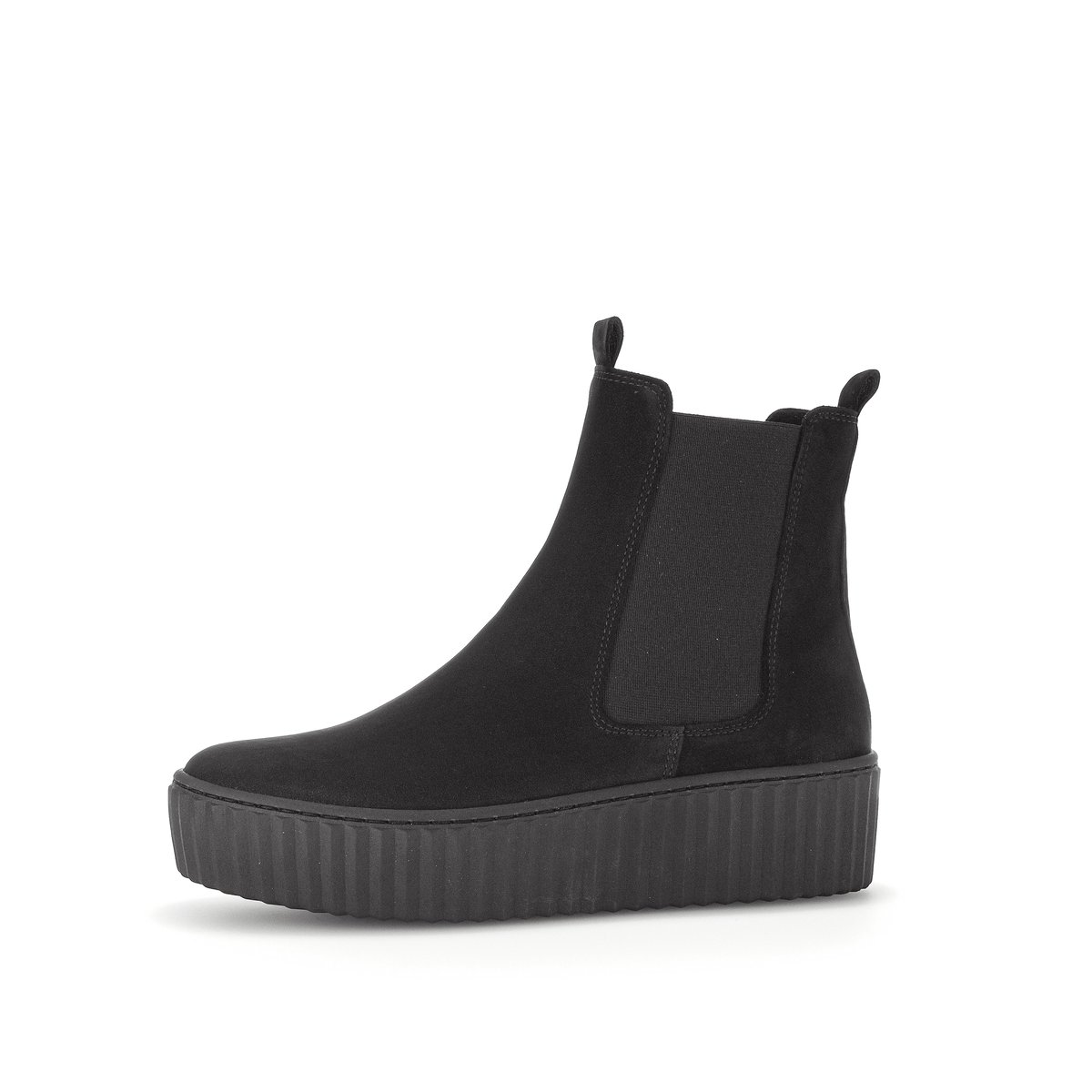 Bottines en cuir lisse à talon compensé noir, GABOR