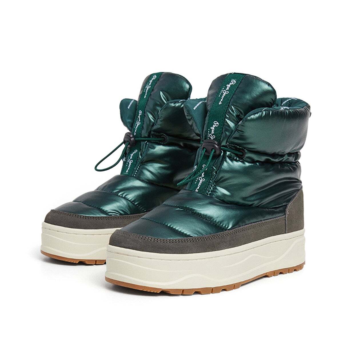 Bottines Métallisées Avec Détails En Daim vert foncé, PEPE JEANS