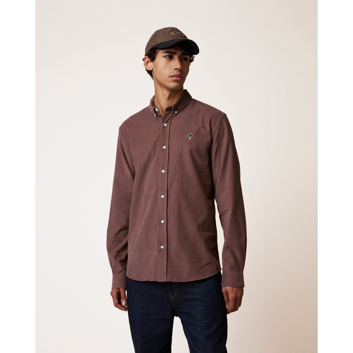 Chemise en velours côtelé violet grisé, FAGUO