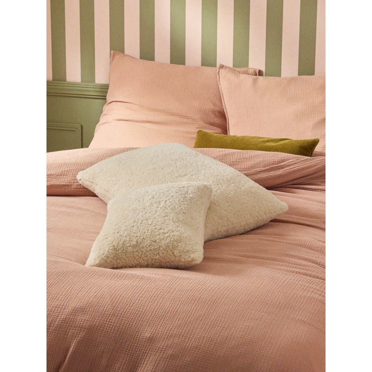 Housse de coussin sherpa creme, CYRILLUS