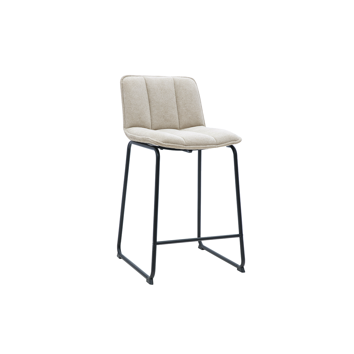Tabourets de bar en tissu chenille vert kaki et métal noir H65.6 cm (lot de 2) VISTO beige, MILIBOO