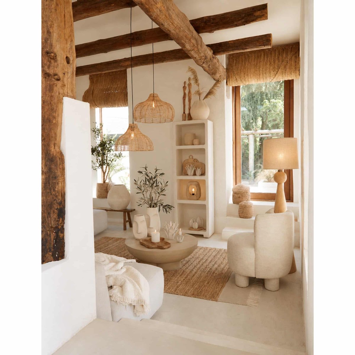 Lampadaire Bois FESTINA naturel, LIGHT & LIVING