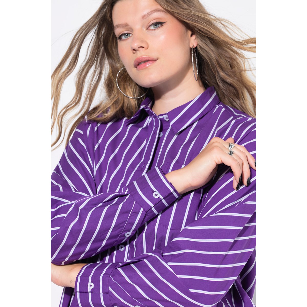Chemisier oversize à rayures violet, STUDIO UNTOLD
