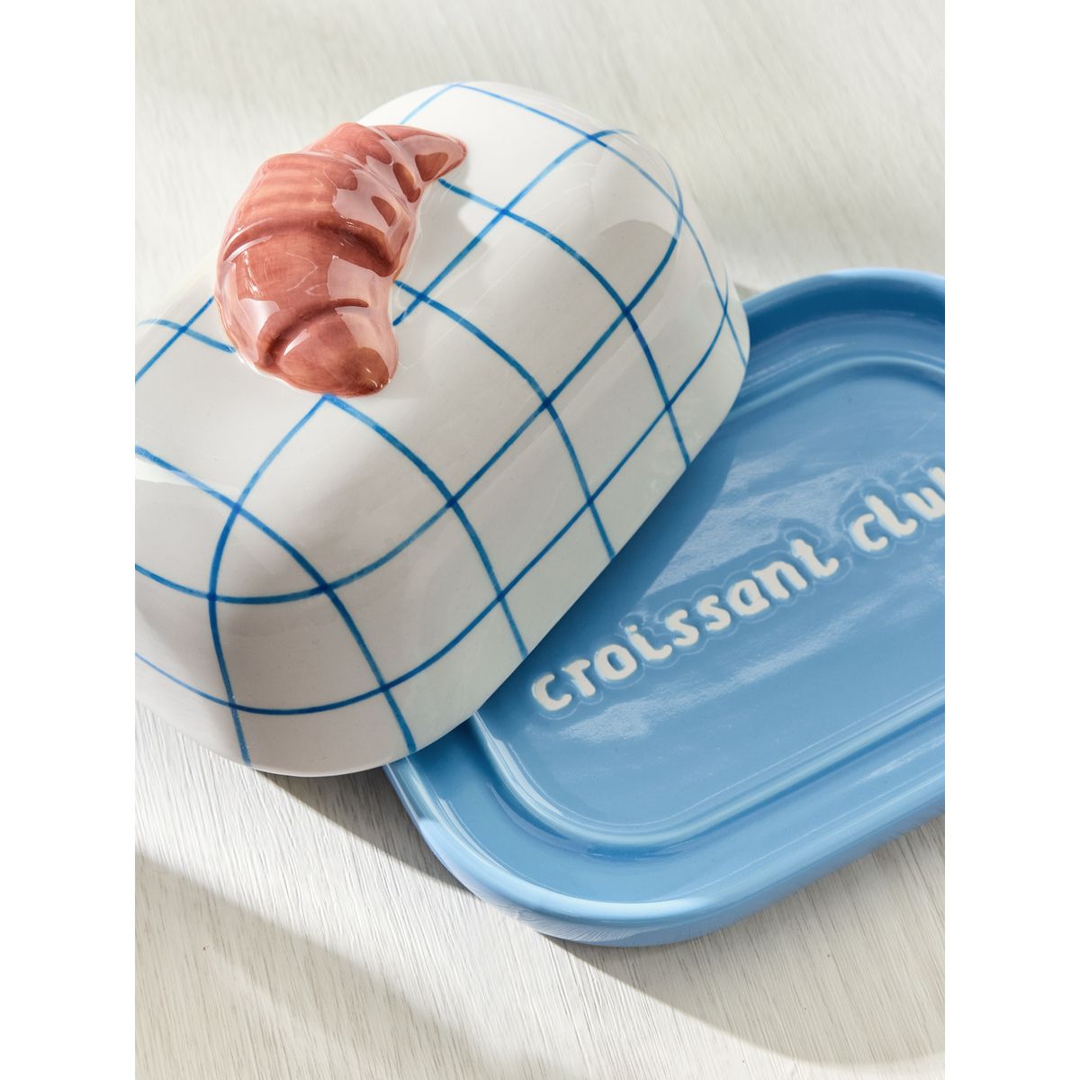 Beurrier à motif croissant claude blanc/bleu, NEXT