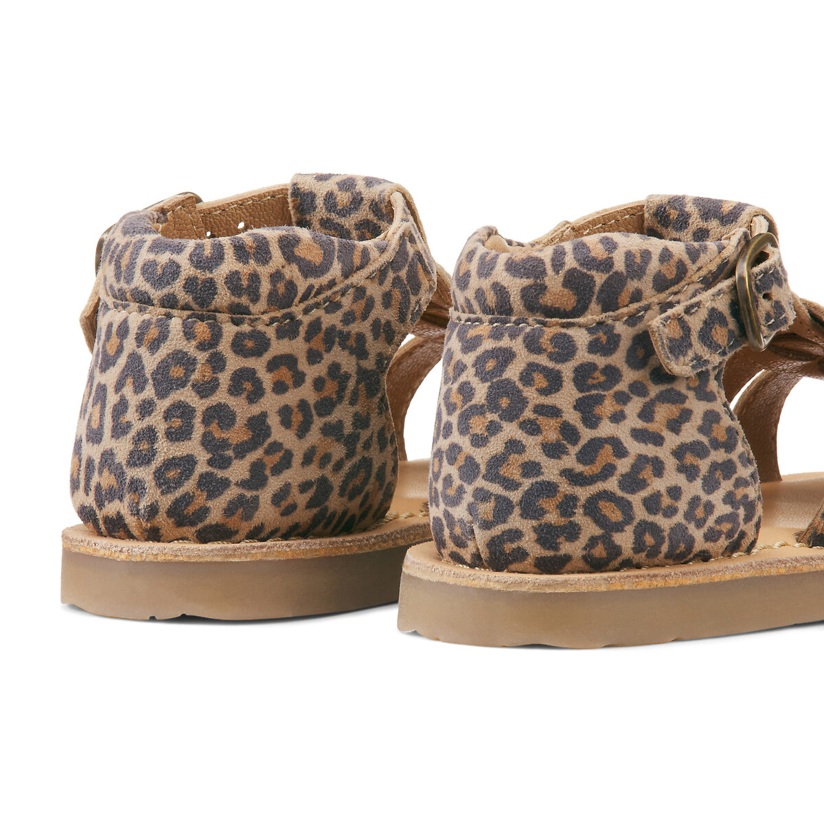 Sandales fermées en cuir, motif léopard imprimé léopard, LA REDOUTE COLLECTIONS