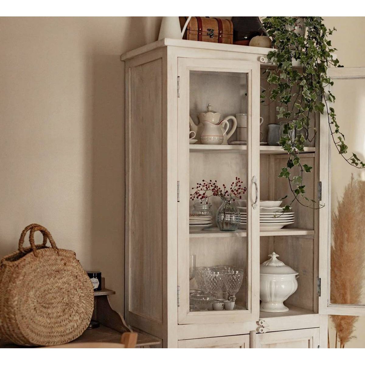 Vaisselier en bois de manguier CUZCO blanc, MADE IN MEUBLES 