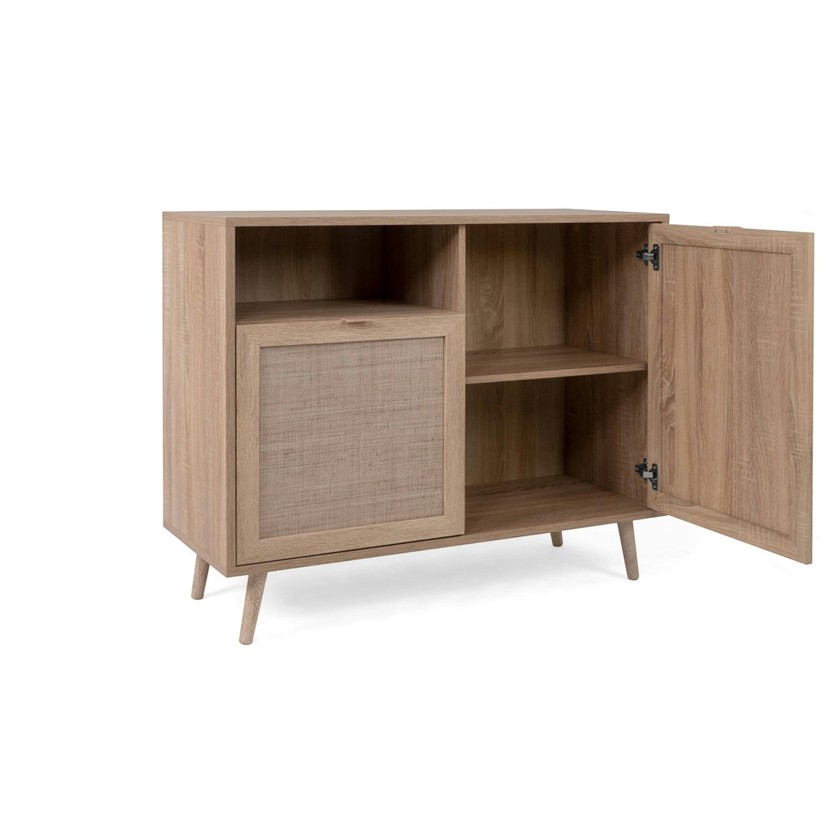 Petit buffet bohème 2 portes effet rotin SONA bois naturel, PIER IMPORT