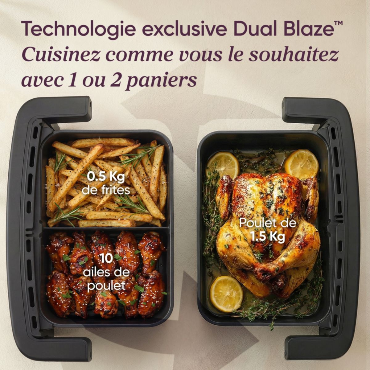 Friteuse sans huile Dual Blaze Twinfry Compact 8.6-L KAAPAFC couleur unique, COSORI