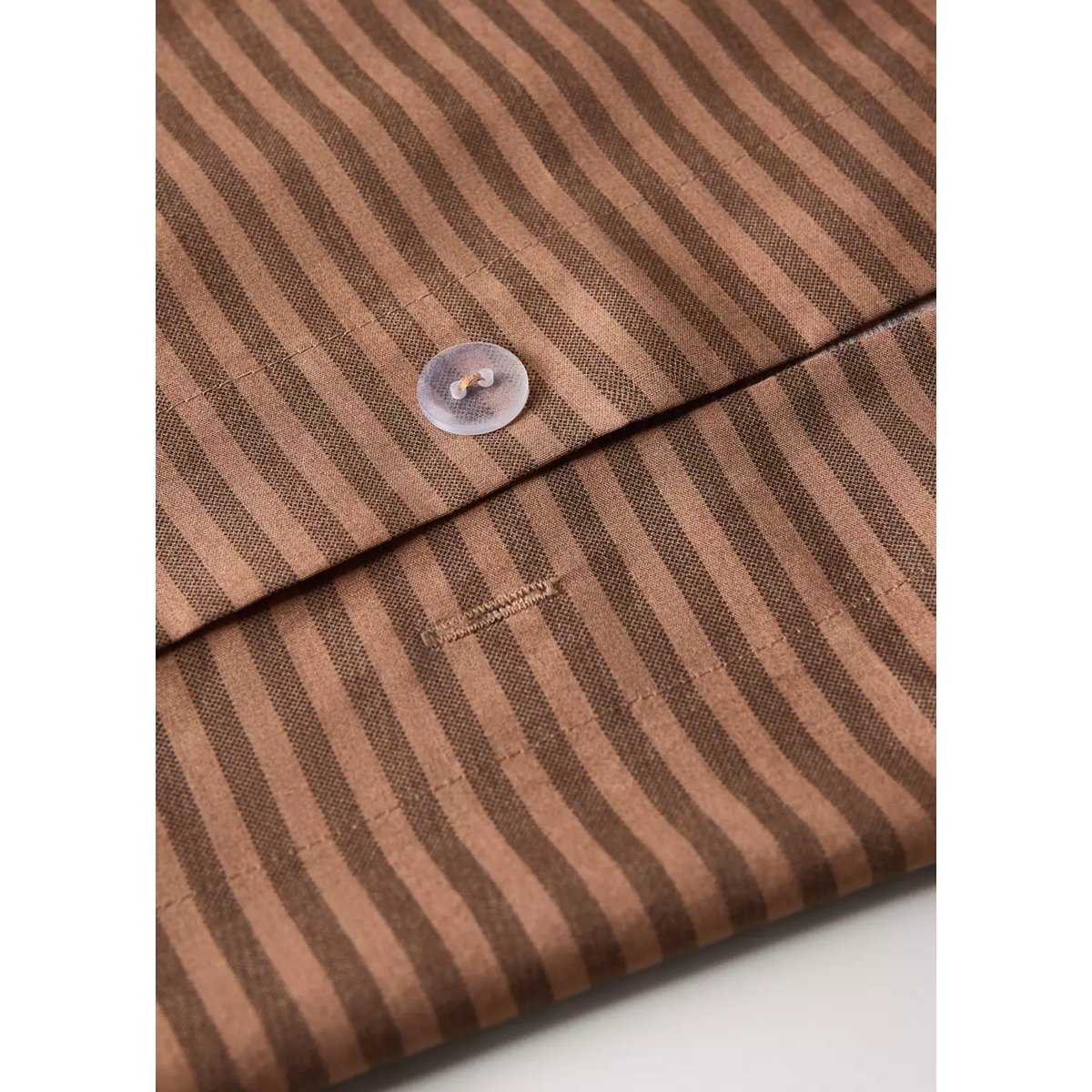 Housse de couette percale de coton rayures bicolores lit 150/160 cm marron, MANGO HOME