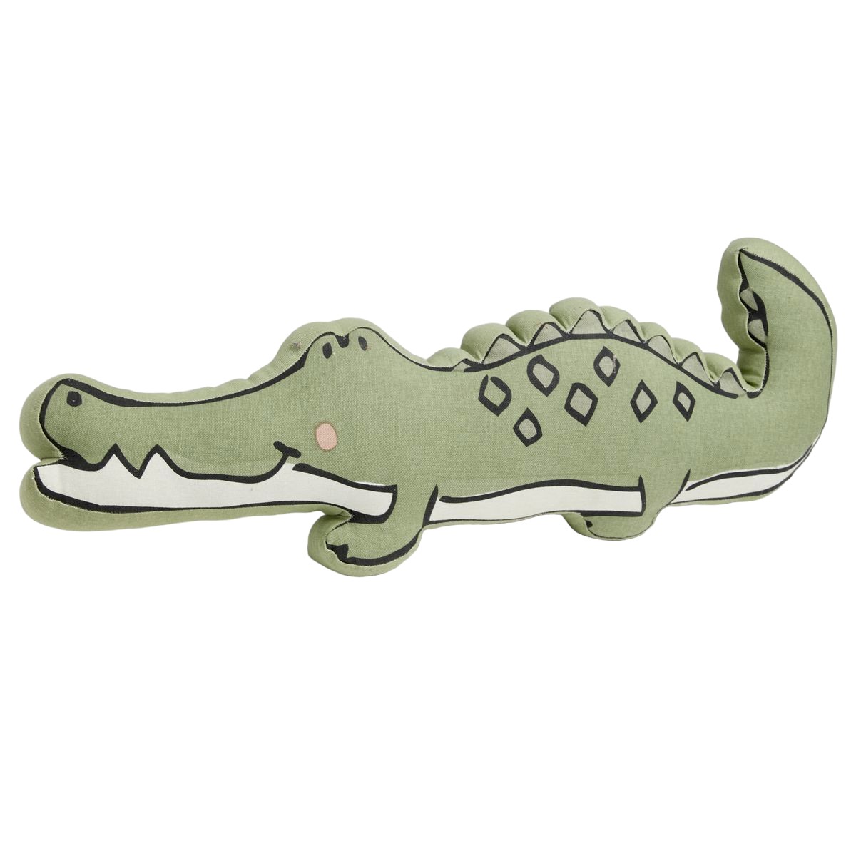 Coussin forme crocodile coton LE ROI DE LA JUNGLE vert, TODAY