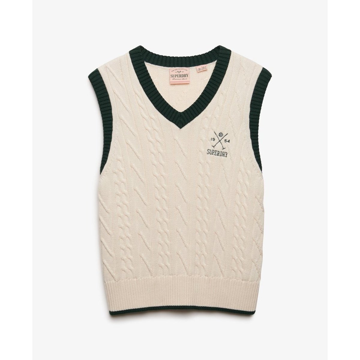 Débardeur en maille Heritage blanc cassé os du désert, SUPERDRY
