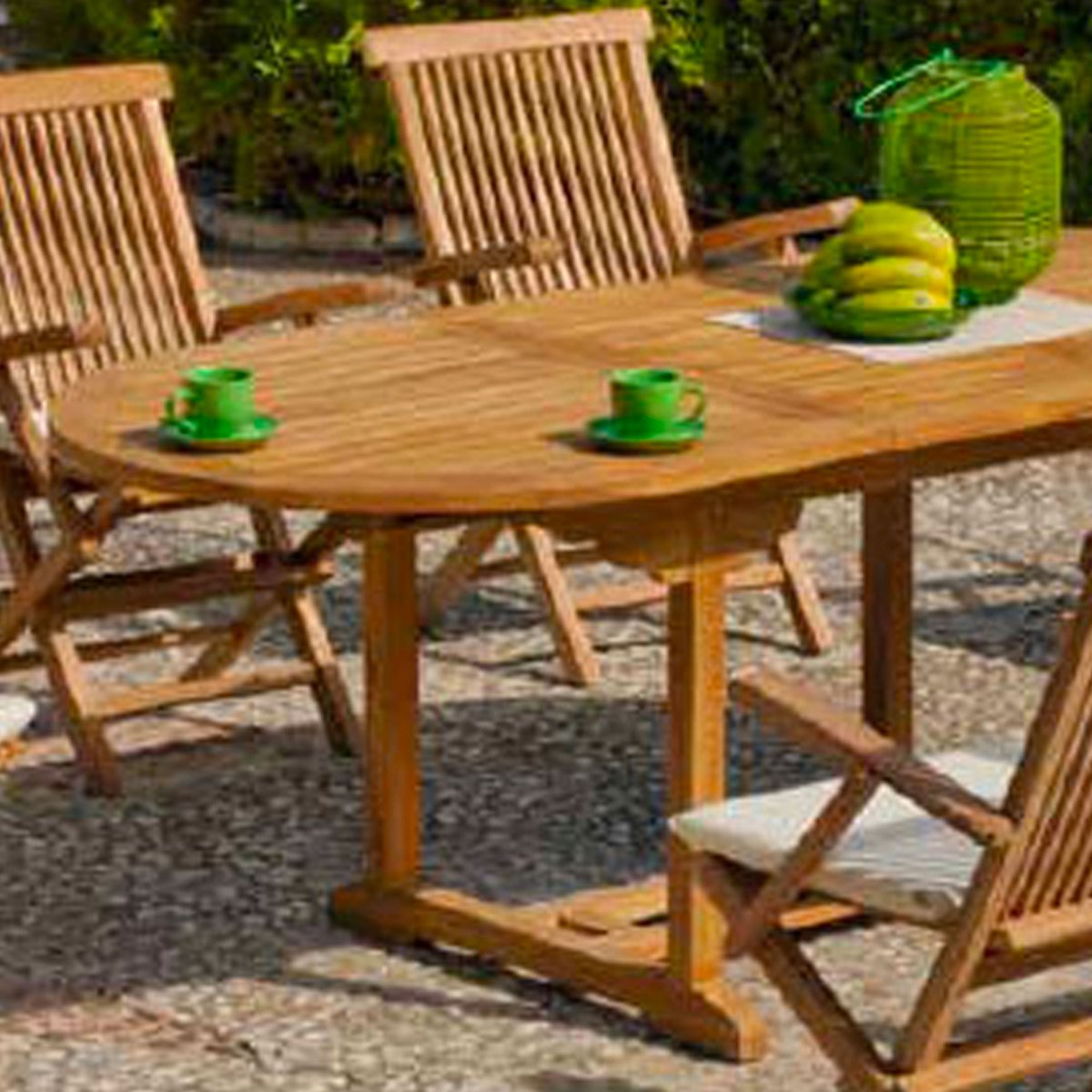 Table de jardin ovale en bois avec rallonge 200x90x74cm bois, WADIGA