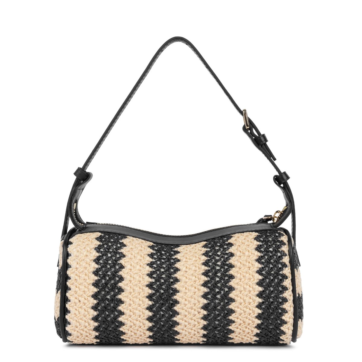 Petit sac rectangle MINI OSIER noir rayures, LANCASTER