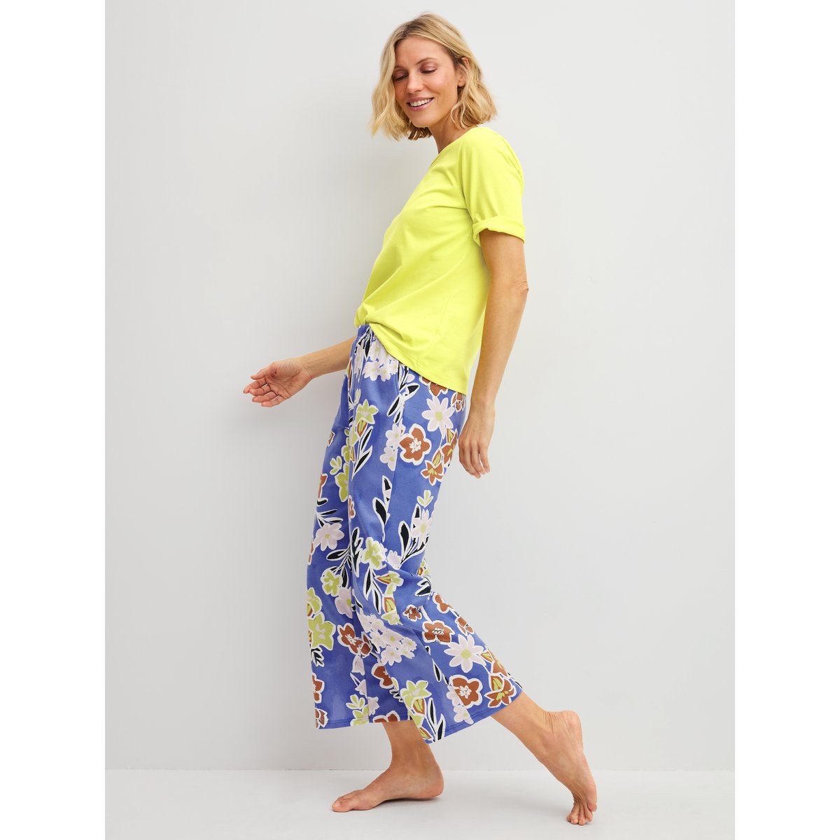 Pantalon de pyjama 7/8 Coton LATE BLOOM M&M deep cobalt, CALIDA